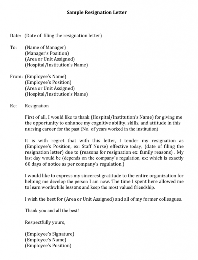 My first resignation as a Filipino Nurse in Singapore - with a With Regard To Template For Resignation Letter Singapore